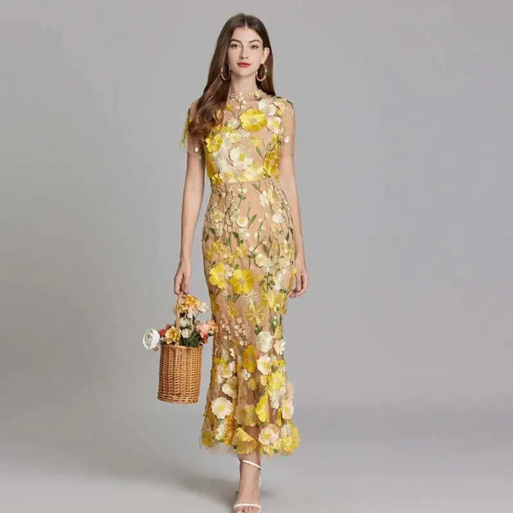 Vestido de Promoción de Encaje Bordado de Verano para Mujeres