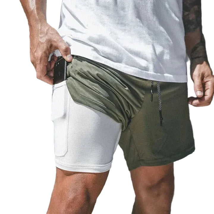 2-en-1 Pantalones Cortos Deportivos para Hombre