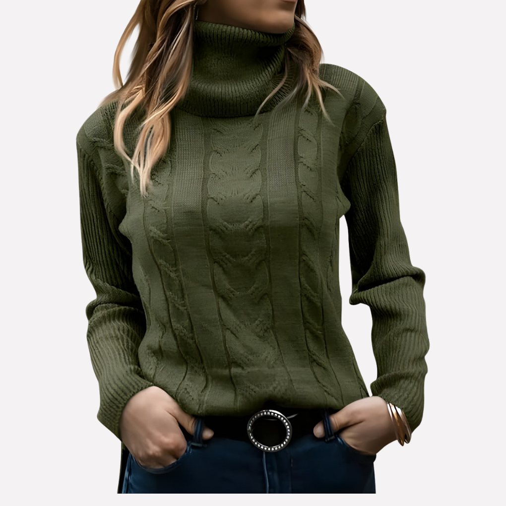 Suéter de Cuello Alto para Mujeres – Estilo Diario Relajado