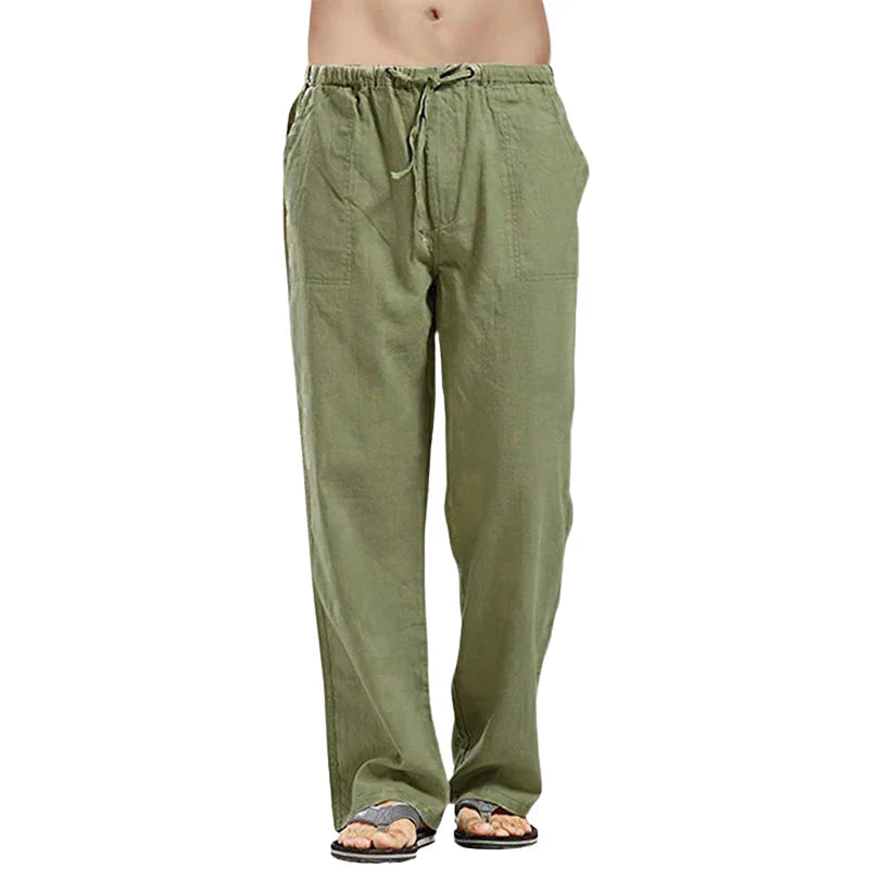 Lino – Pantalones de lino transpirables para hombre con corte oversize