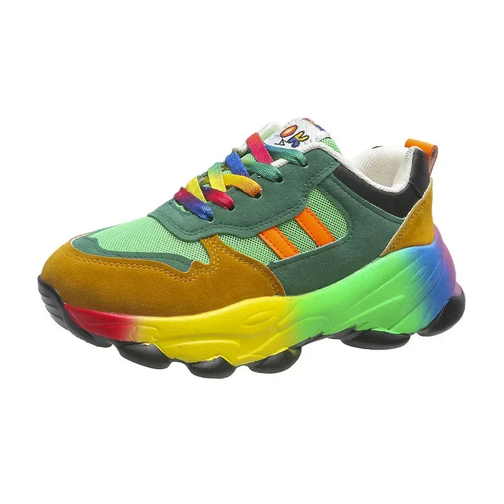 Zapatillas multicolores de moda con suela de plataforma