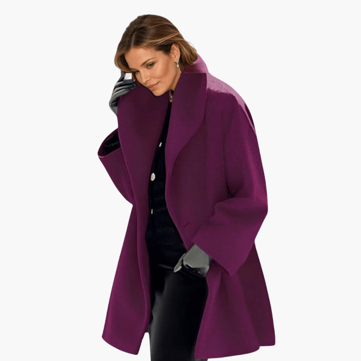 Chaqueta de Mujer con Collar Ancho y Mangas Largas