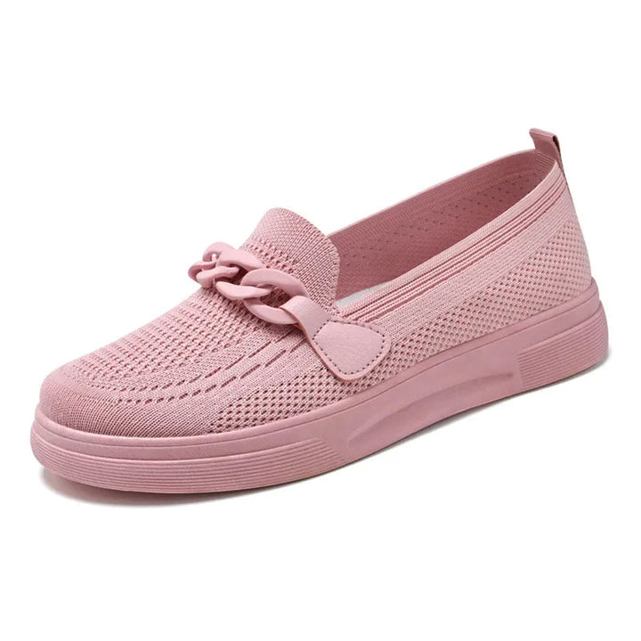 Zapatillas sin cordones de malla transpirable para mujer, detalle de la malla
