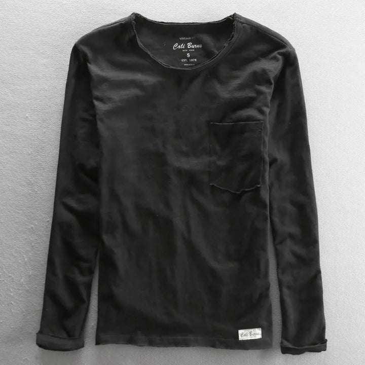 Top de Manga Larga de Algodón Vintage para Mujeres