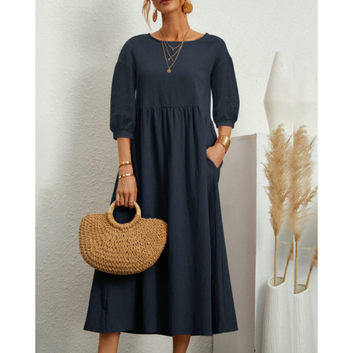 Isabelle – Vestido de Verano Elegante con Fruncidos para Mujer | Midi