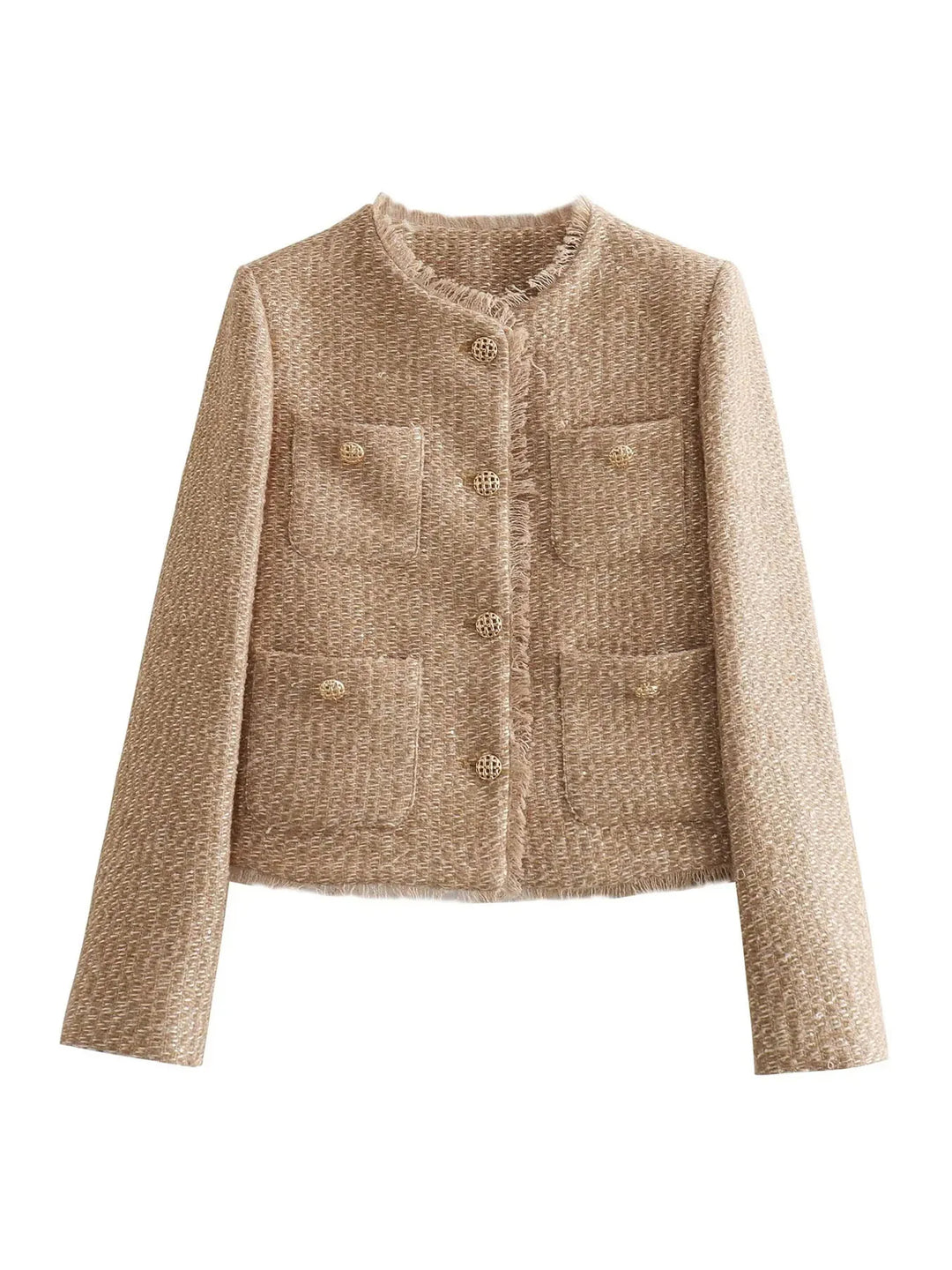 Elegante chaqueta corta de tweed para mujer: sofisticación atemporal con un toque moderno