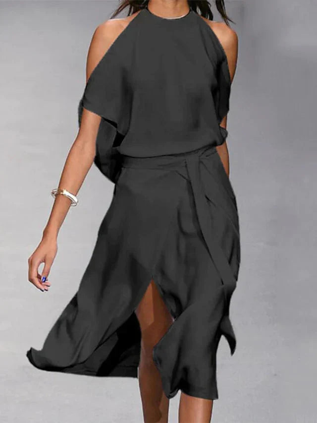 Vestido Midi Halter Fluido