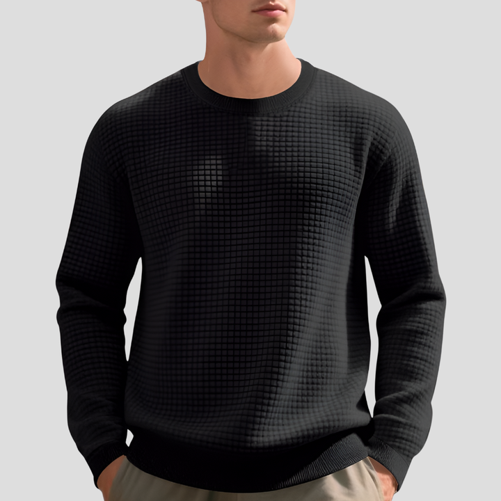 Suéter de Punto Waffle Cómodo para Hombres