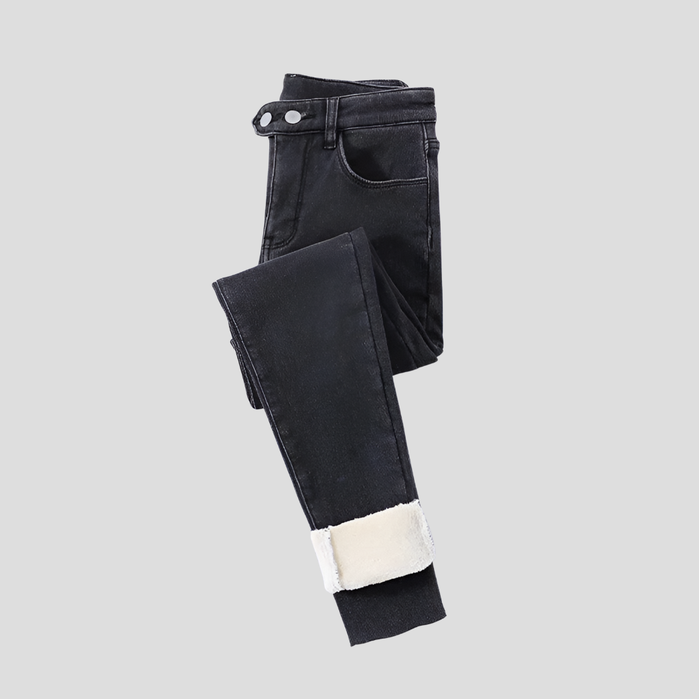 Jeans de Cintura Alta para Mujer Forrados para Días Fríos