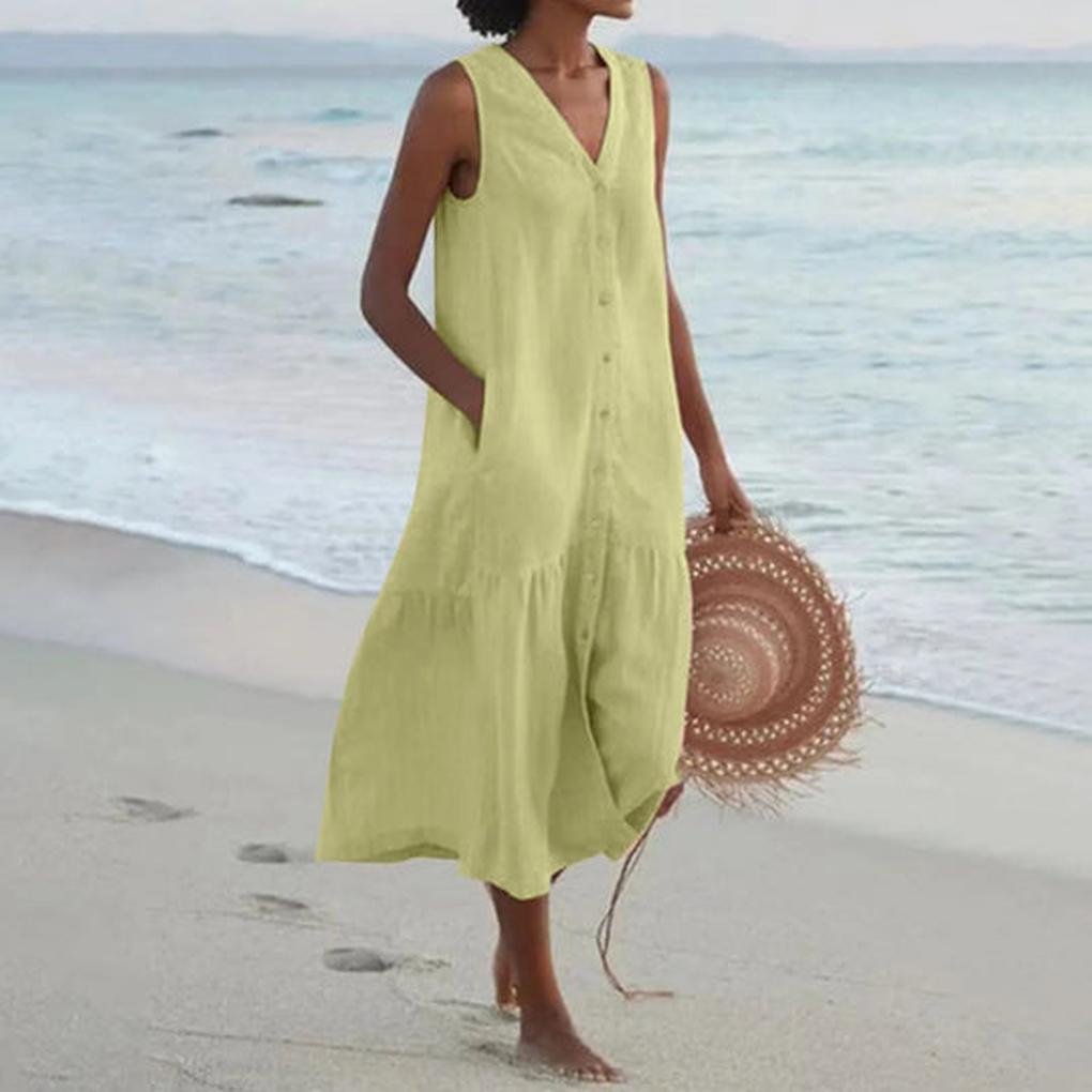 Vestido de Mujer con Cuello en V – Elegante para Uso Diario