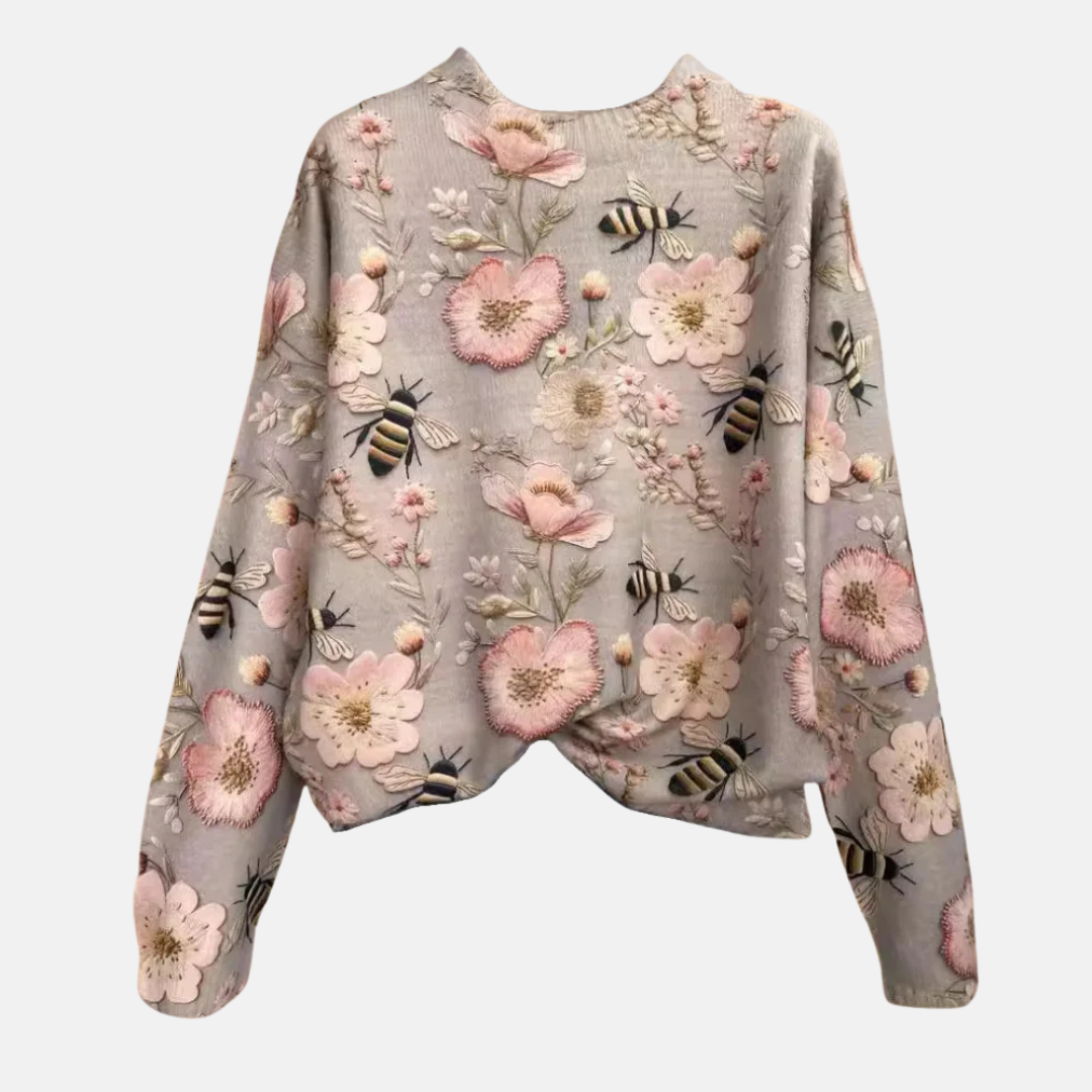 Jersey de punto con motivos florales en 3D