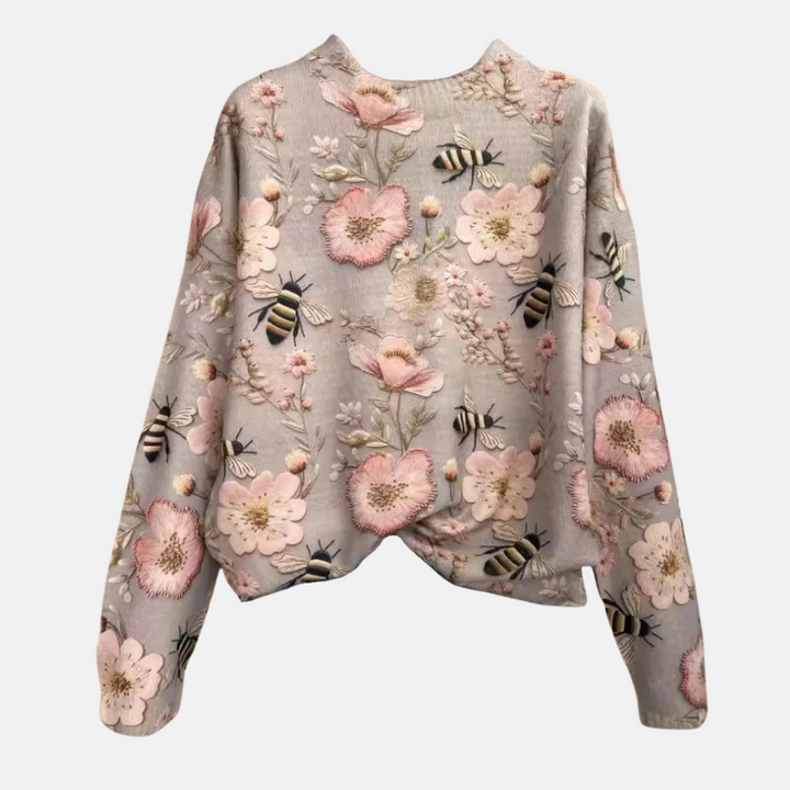 Jersey de punto con motivos florales en 3D