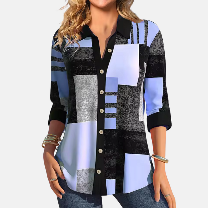 Blusa informal de mujer con estampado de cuadros
