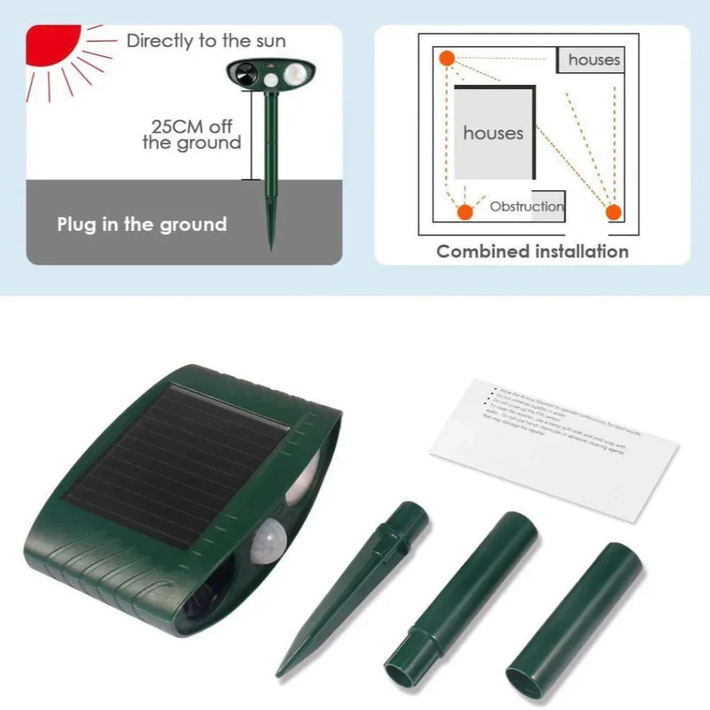 Repelente Ultrasonico de Animales Solar Activado por Movimiento