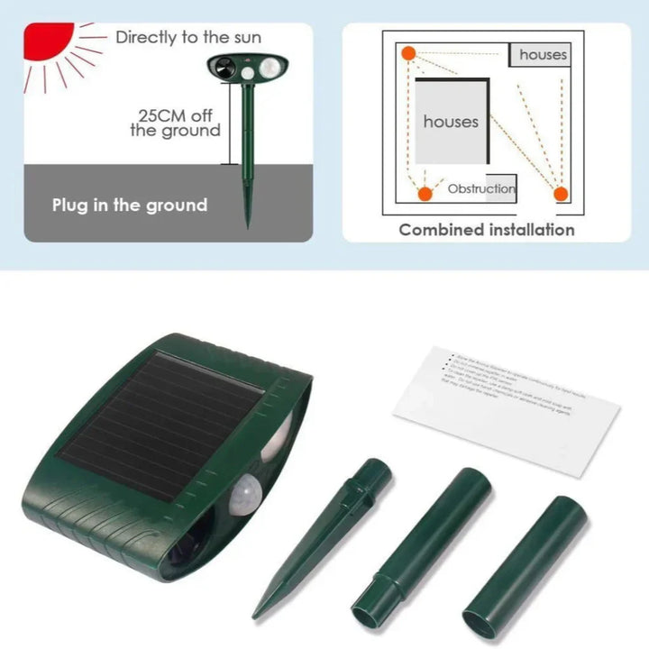 Repelente Ultrasonico de Animales Solar Activado por Movimiento