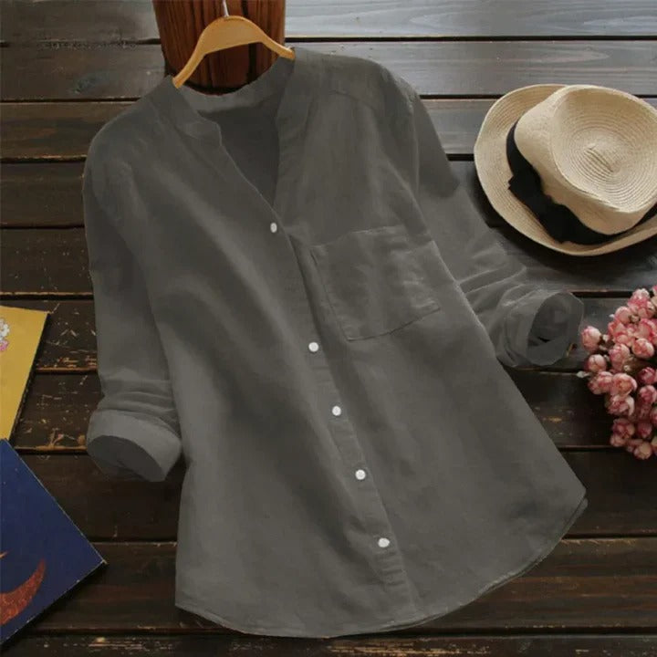 Camisa de mujer de mezcla de lino y algodón