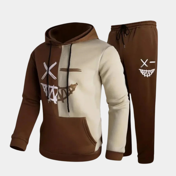 Conjunto de Sudadera Gráfica y Pantalones Jogger para Hombres