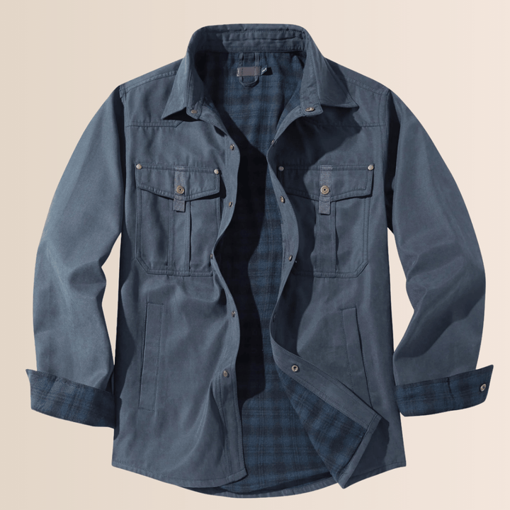 Chaqueta de franela a cuadros estilo vintage para hombre