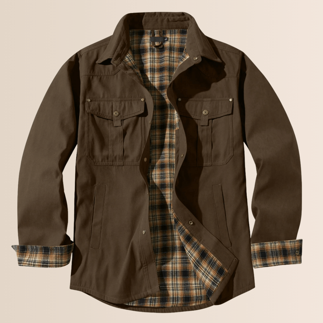 Chaqueta de franela a cuadros estilo vintage para hombre