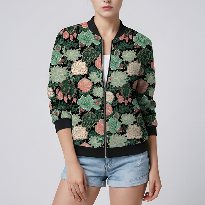 Diseño Floral con Chaqueta Impresa para Mujeres