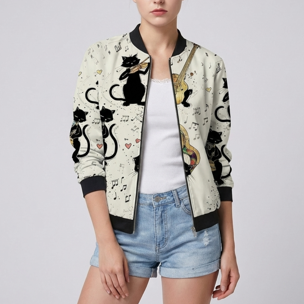 Diseño Floral con Chaqueta Impresa para Mujeres