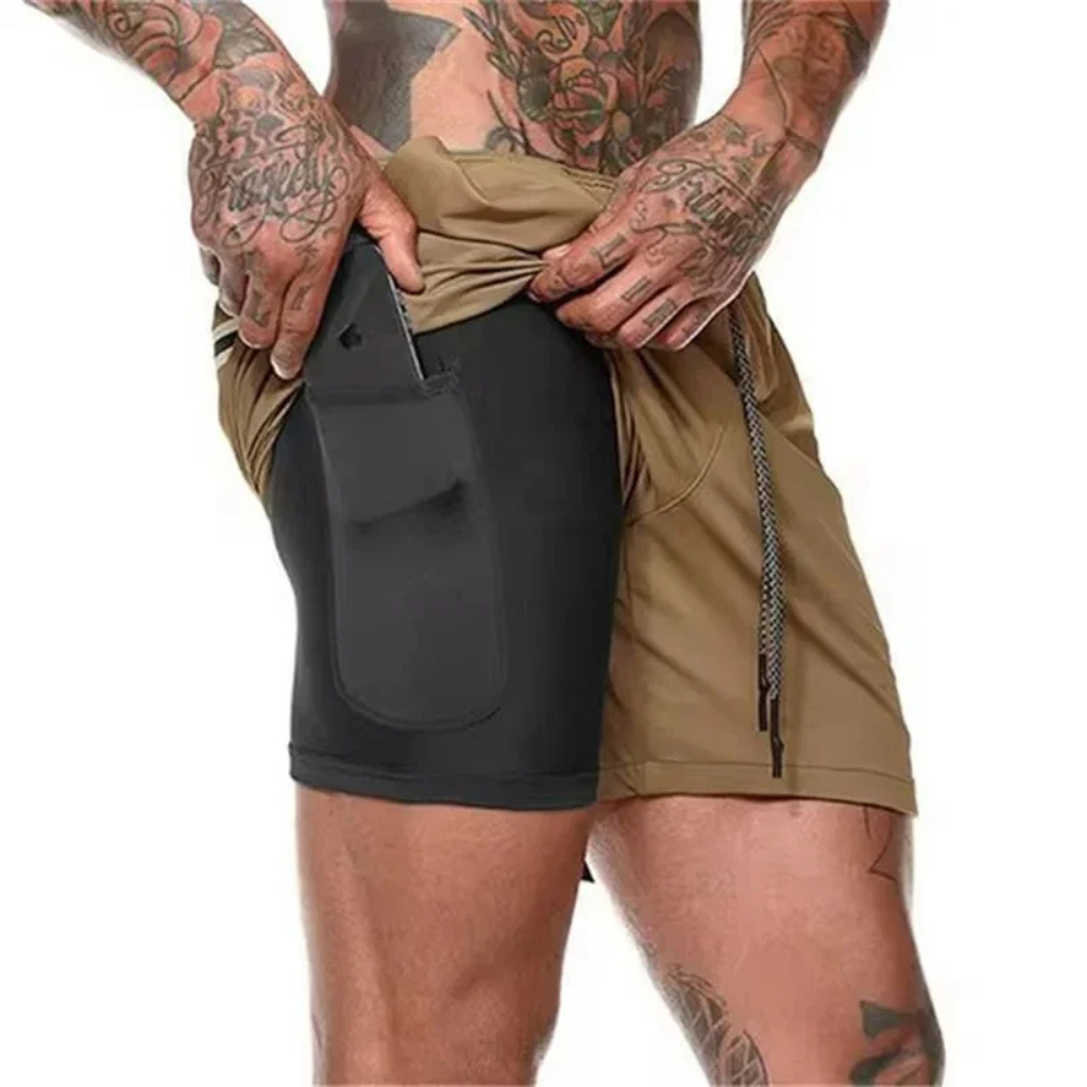 2-en-1 Pantalones Cortos Deportivos para Hombre