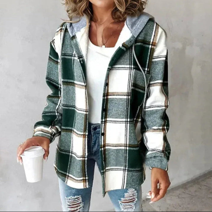 Chaqueta con Capucha a Cuadros para Mujeres