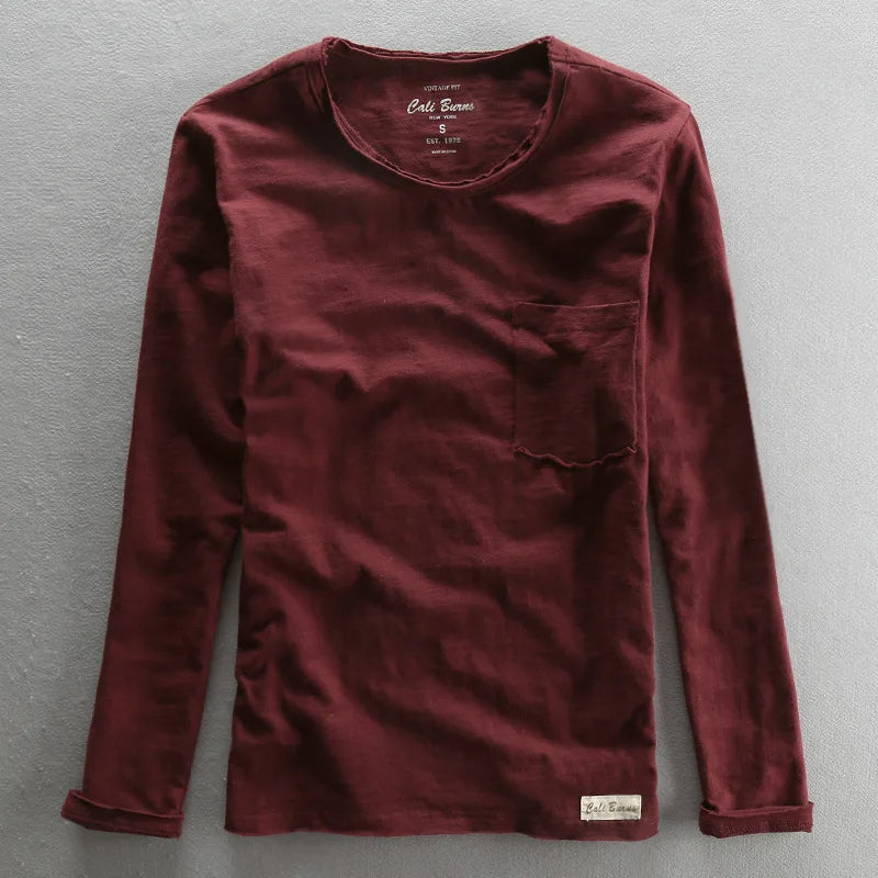 Top de Manga Larga de Algodón Vintage para Mujeres