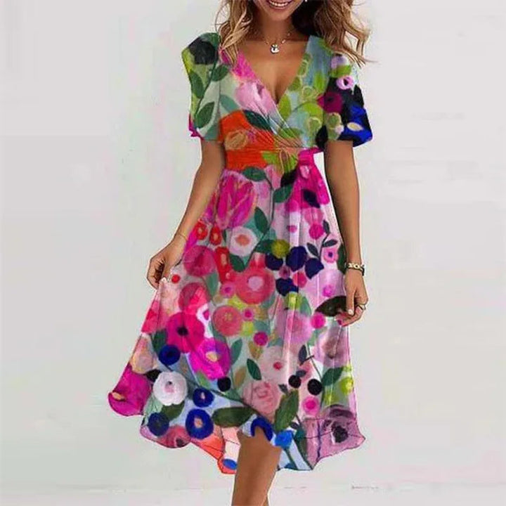 Vestido floral vaporoso de verano (hasta la rodilla)