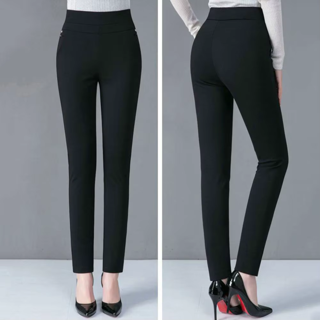 Pantalones elásticos de cintura alta con corte cómodo