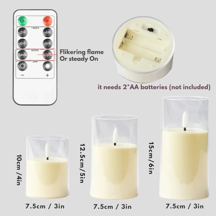 Juego de Velas LED de 3 Piezas