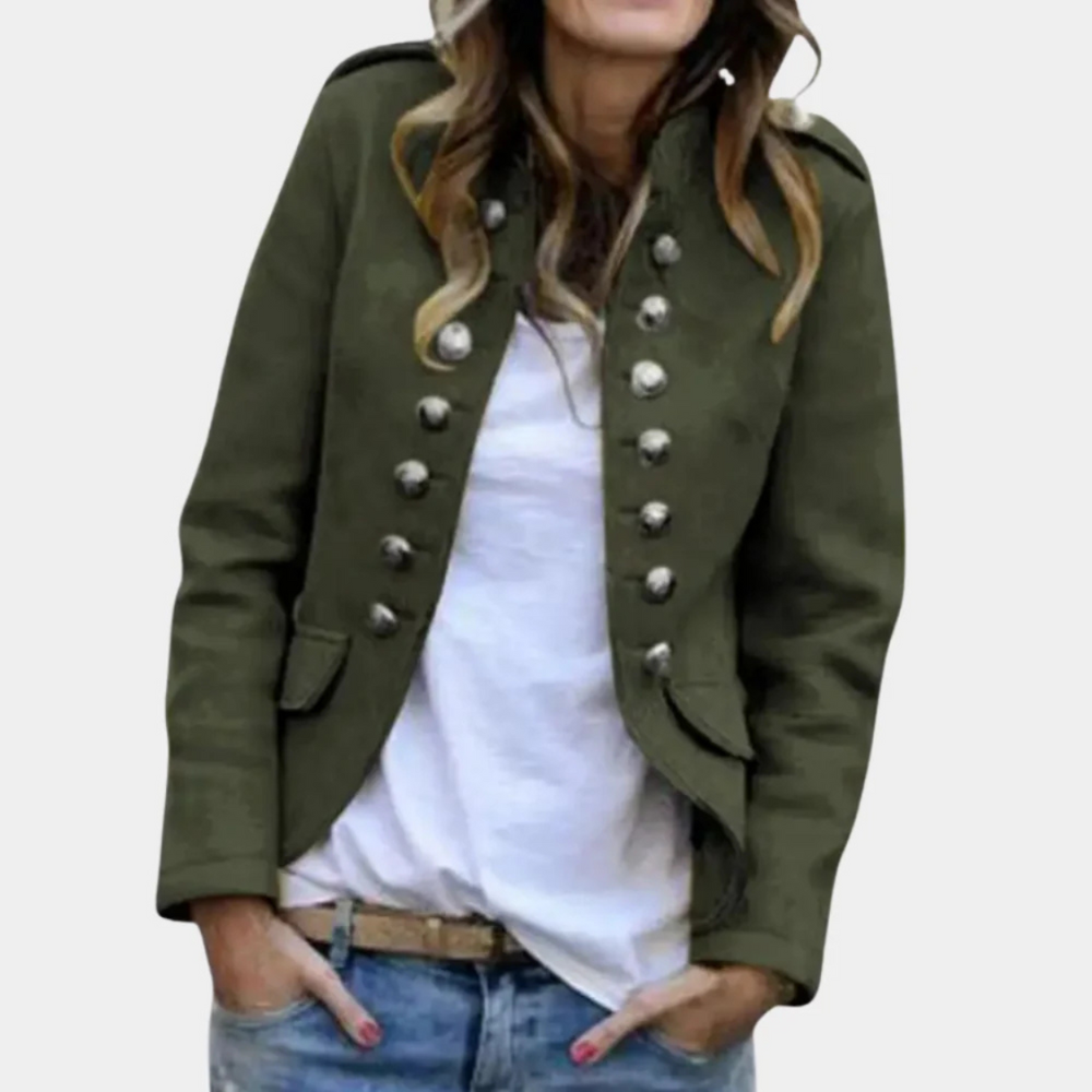 Abrigo de imitación de lana de doble botonadura para mujer