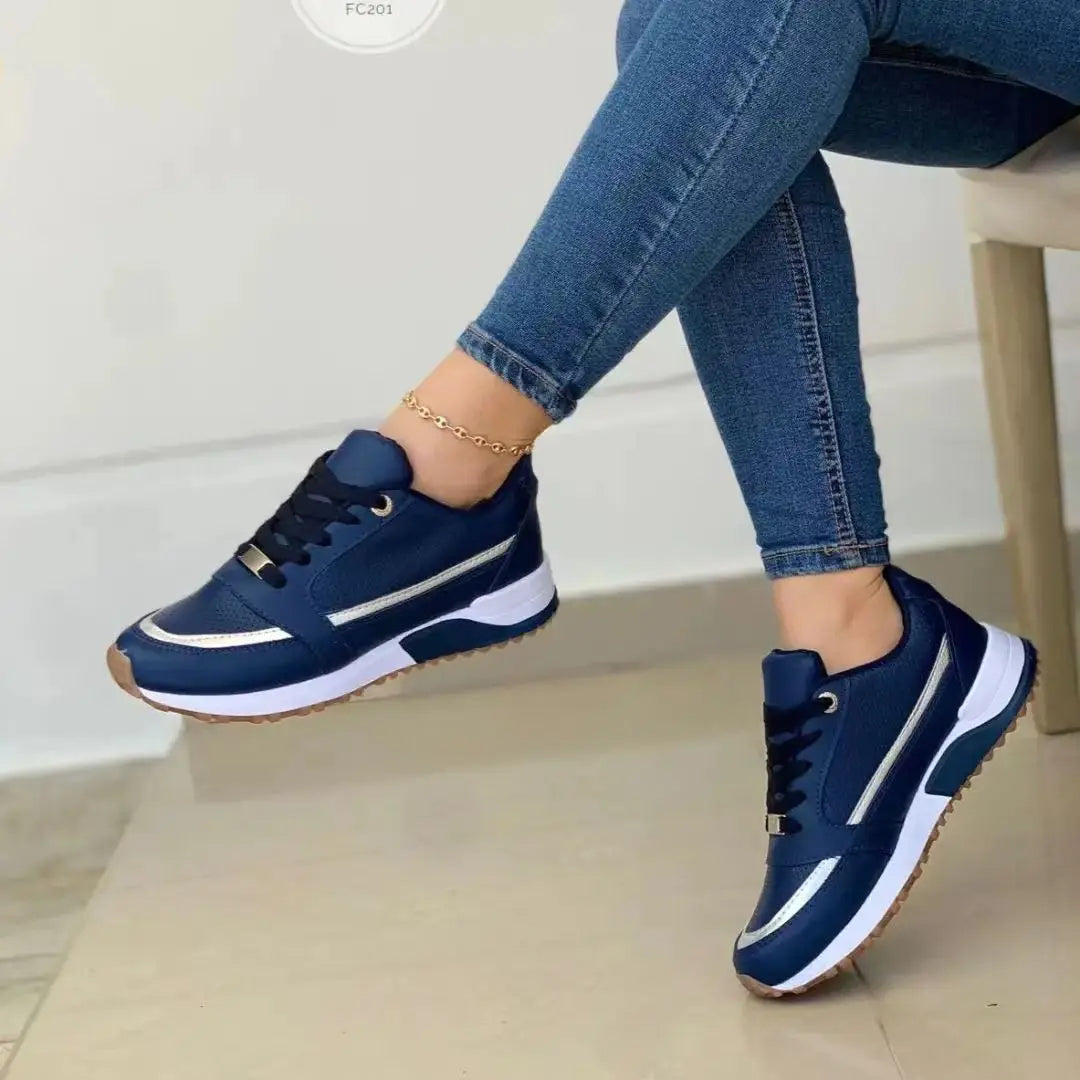 Zapatillas deportivas de malla y cuero con patchwork para mujer