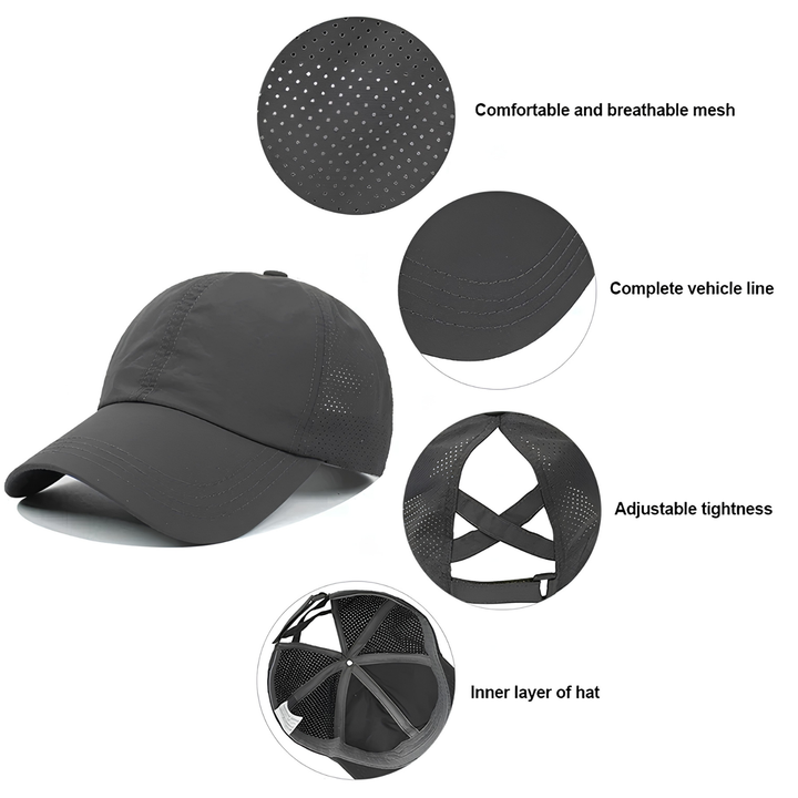 Gorro de béisbol de malla deportiva unisex transpirable con ajuste ajustable