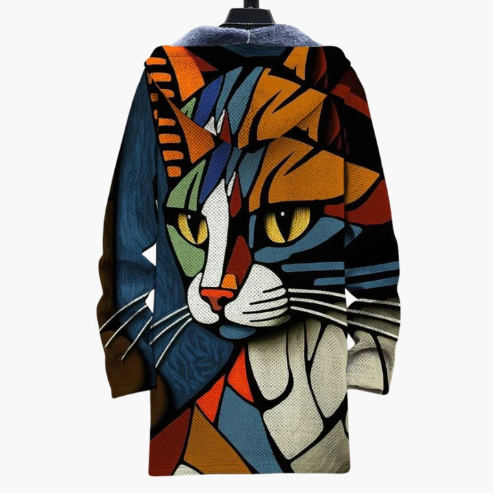 Cardigan con Capucha Unisex con Diseño de Gato