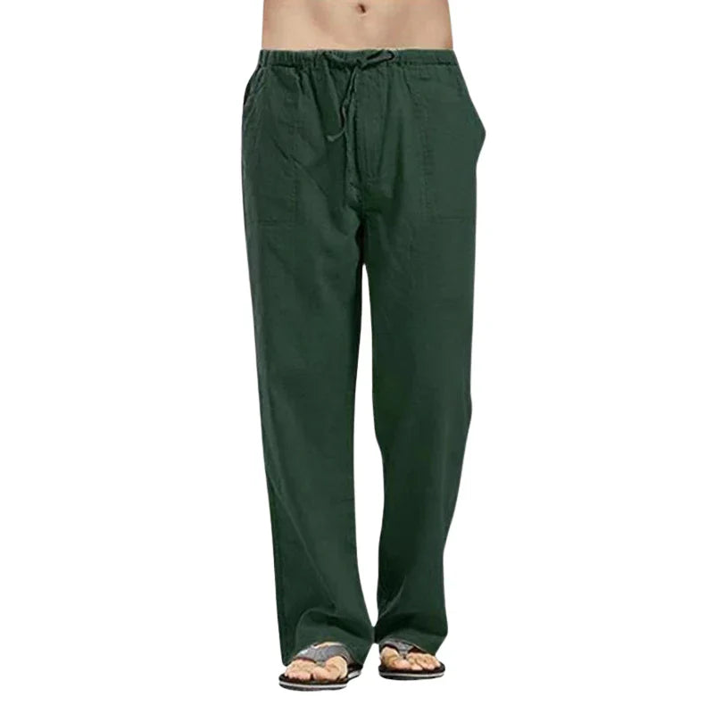 Lino – Pantalones de lino transpirables para hombre con corte oversize