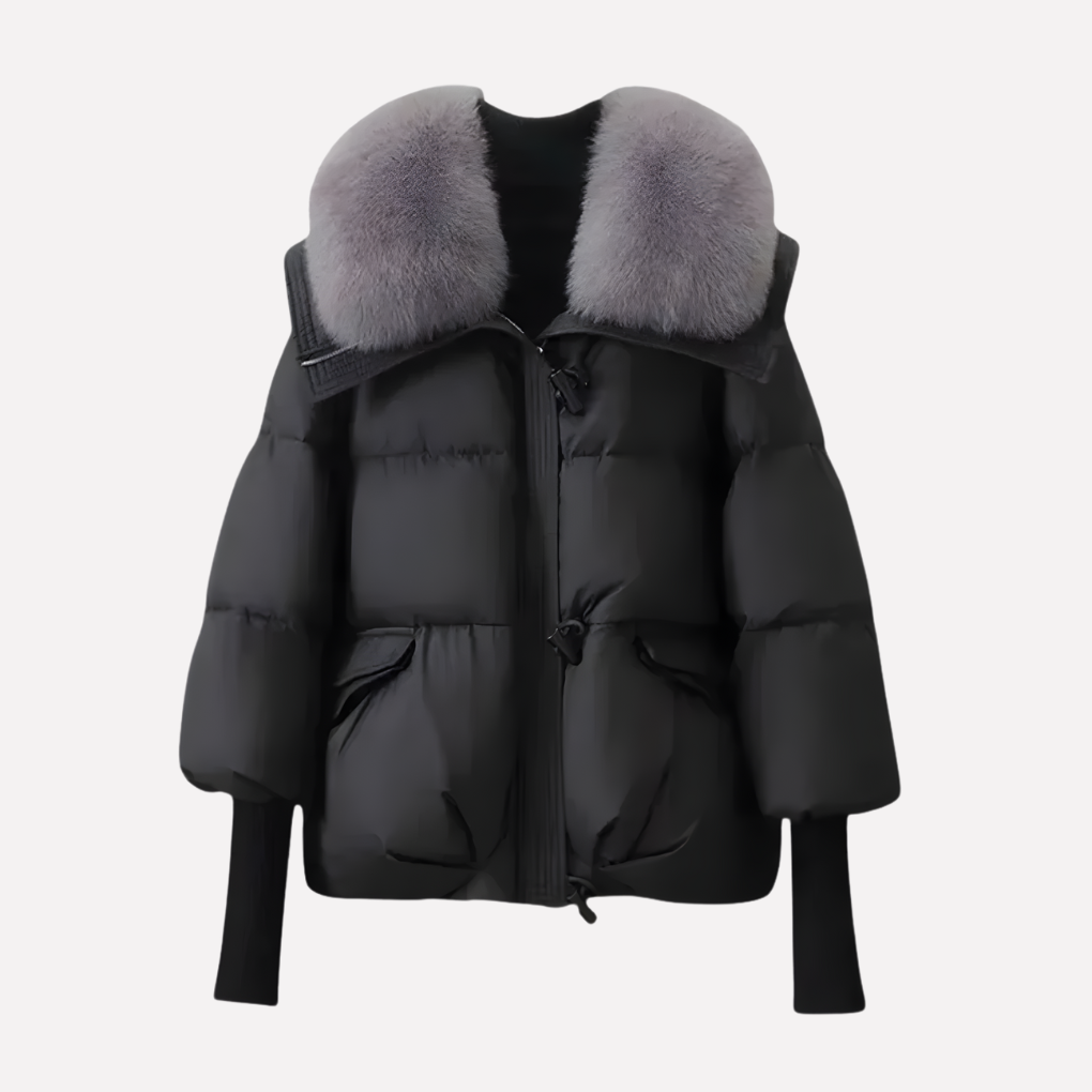 Chaqueta Puffer para Mujeres con Cuello de Piel Sintética