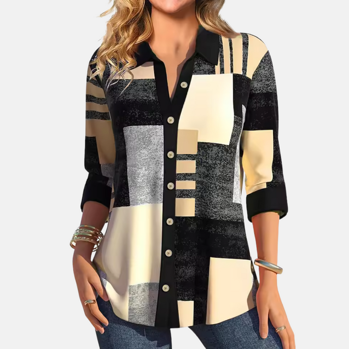 Blusa informal de mujer con estampado de cuadros