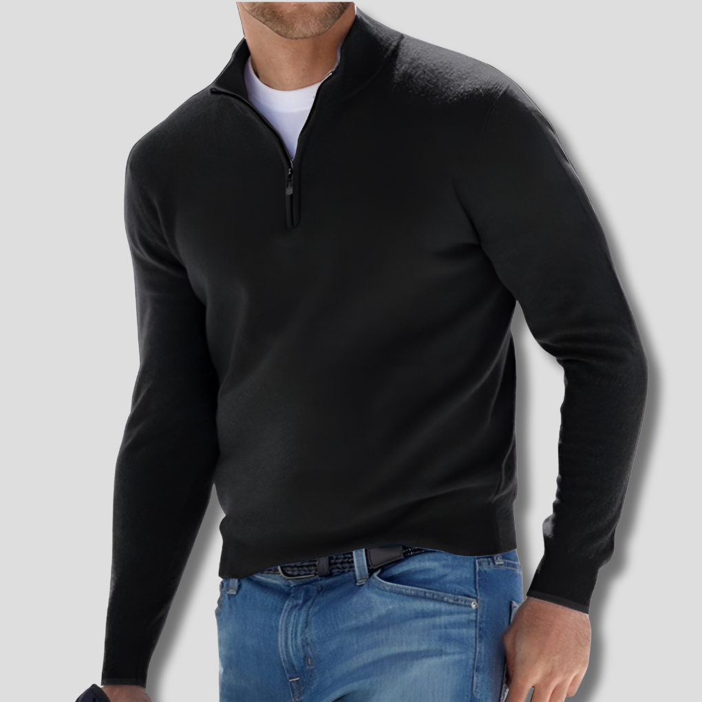 Suéter de Algodón con Cuello con Cremallera para Hombres