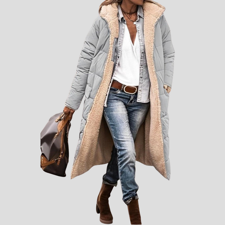 Abrigo Largo Reversible de Invierno para Mujeres – Con Capucha y Forro de Teddy