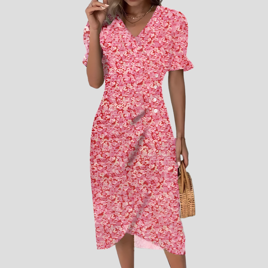 Vestido midi floral elegante para mujer