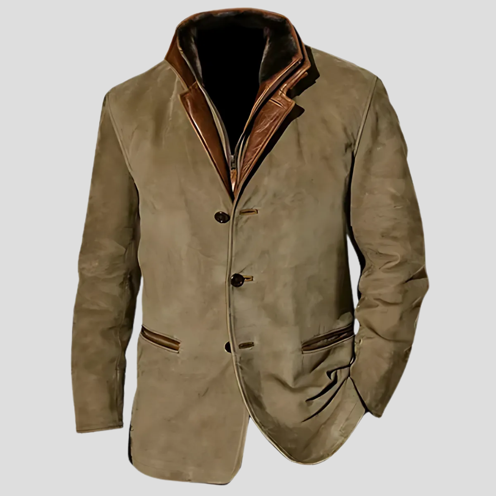 Chaqueta retro de cuello en contraste para hombre