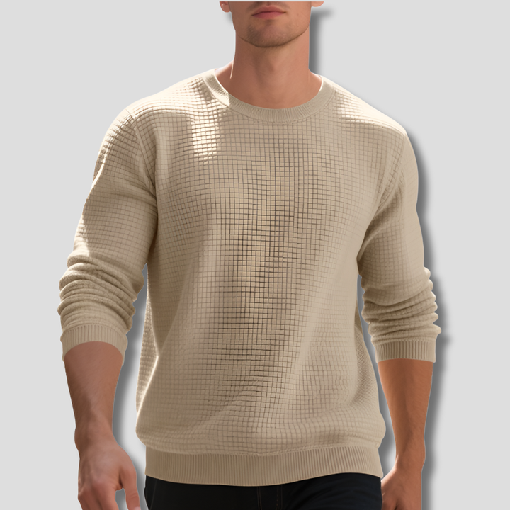 Suéter de Punto Waffle Cómodo para Hombres