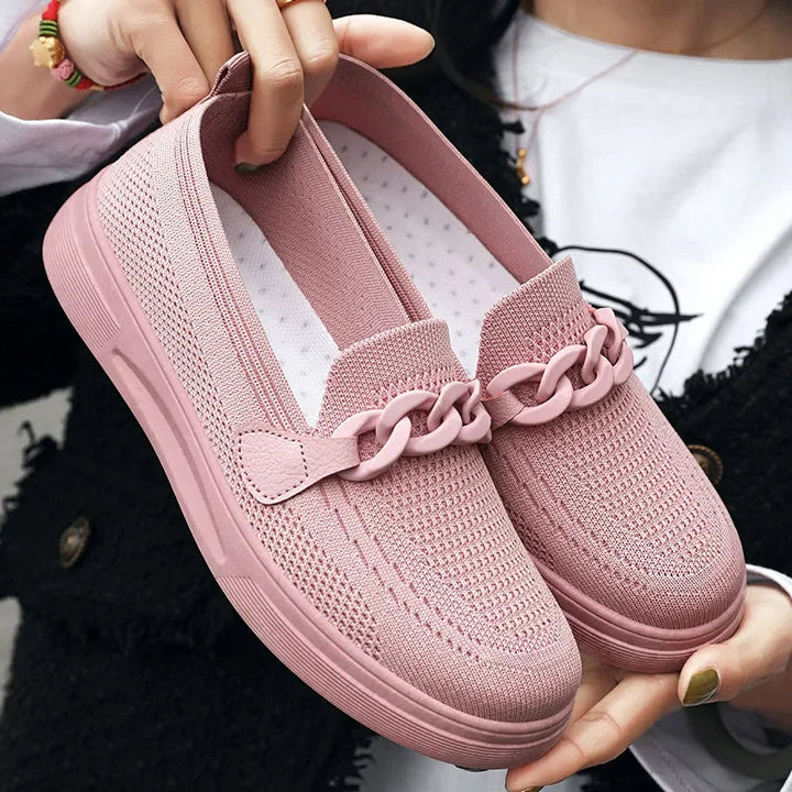 Zapatillas sin cordones de malla transpirable con suela de EVA para mujer