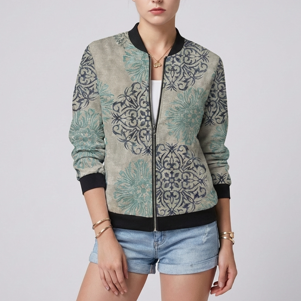 Diseño Floral con Chaqueta Impresa para Mujeres