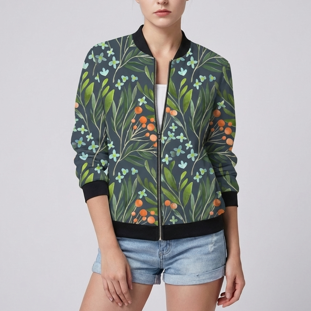 Diseño Floral con Chaqueta Impresa para Mujeres