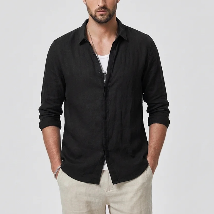 Camisa Vintage con Cuello Caído para Hombres