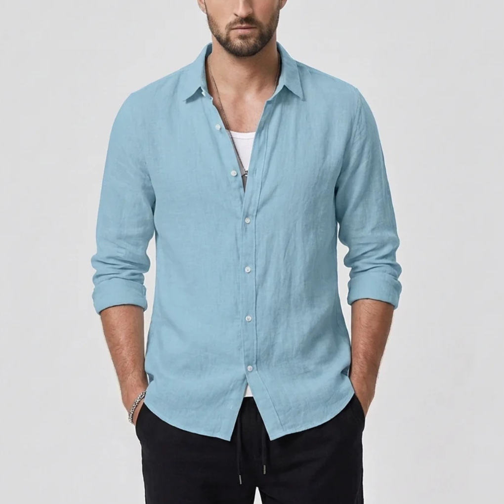 Camisa Vintage con Cuello Caído para Hombres