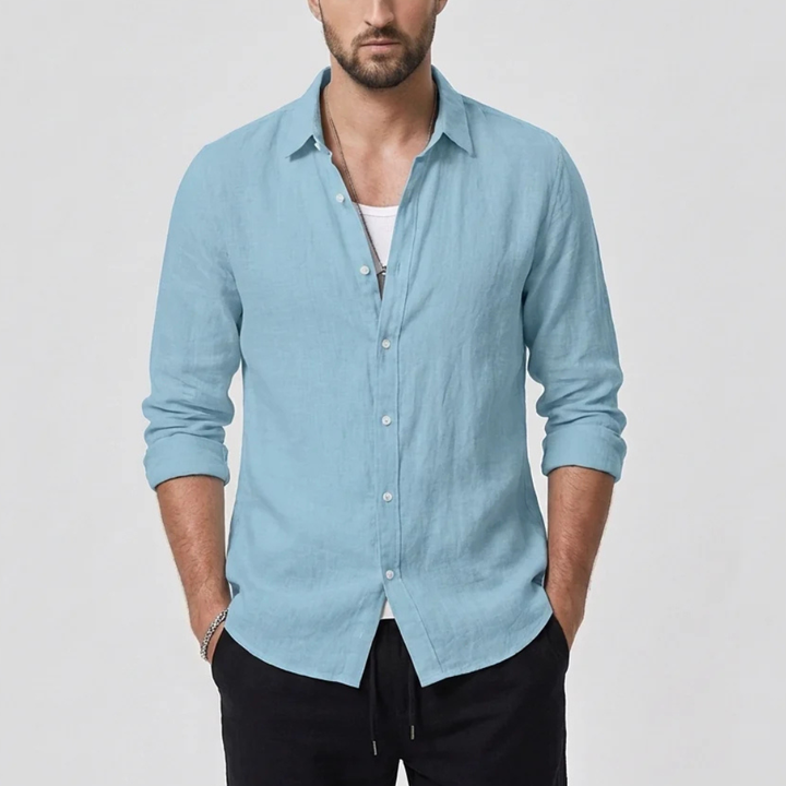 Camisa Vintage con Cuello Caído para Hombres