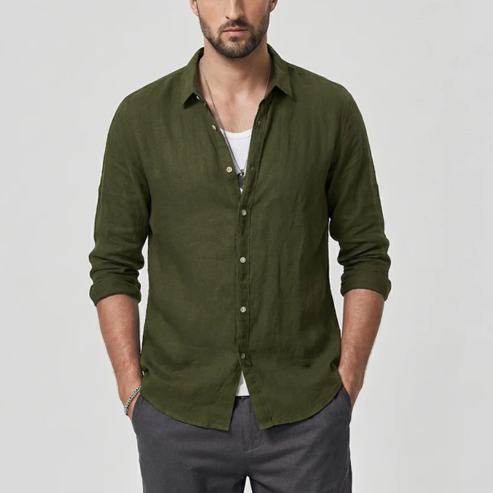 Camisa Vintage con Cuello Caído para Hombres